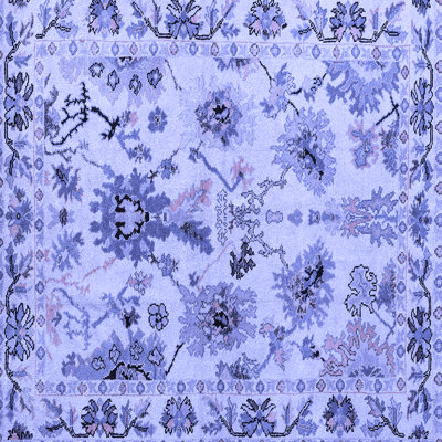 Tapis bleu en laine / polyester tissé à la machine Iseabal