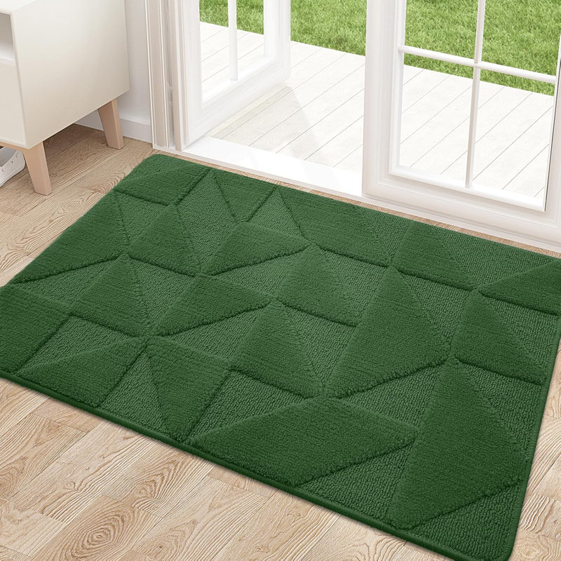 Door Mats Indoor, Machine Washable, 60 cm W x 90 cm L, Green