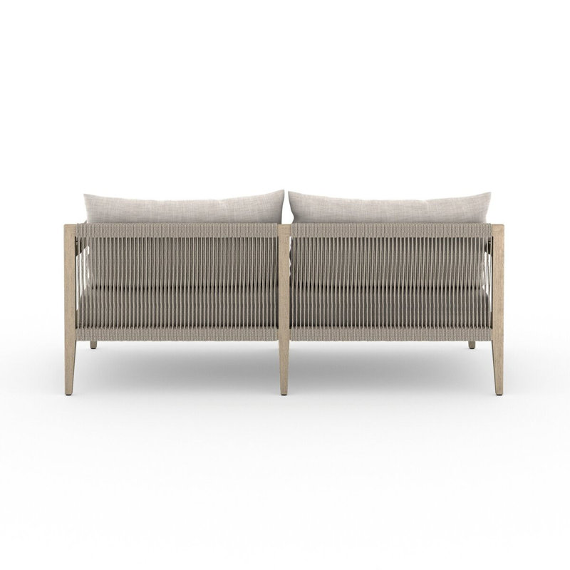 Sherwood Outdoor 2 - Seat Loveseat, Solid Wood, Gray Cushion/Brown/Gray Frame