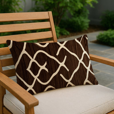 Coussin décoratif intérieur et extérieur beige Trellis