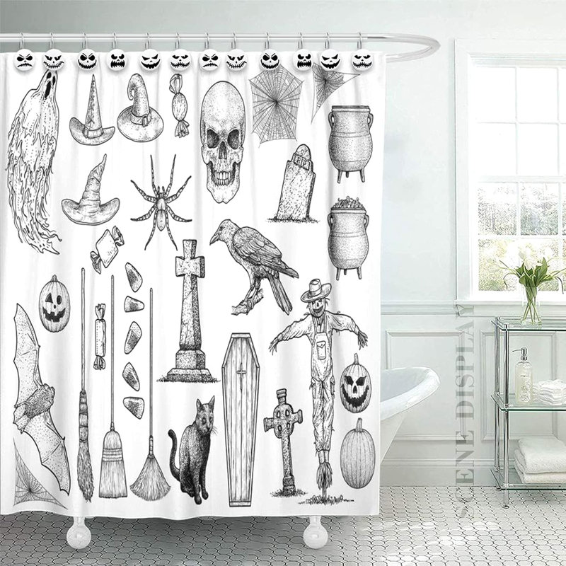 12-piece Skull Shower Curtain Hooks