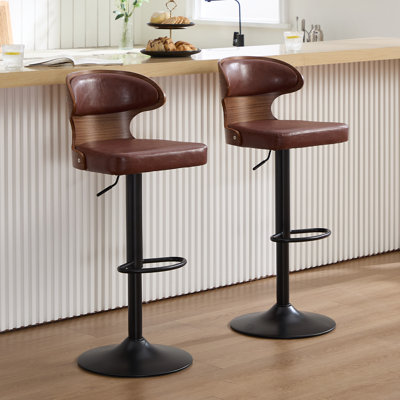 Swivel PU Leather Adjustable Height Bar Stool