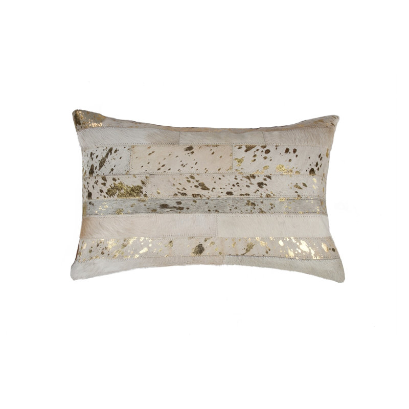 Reversible Throw Pillow, 12" x 20", Natural/Gold