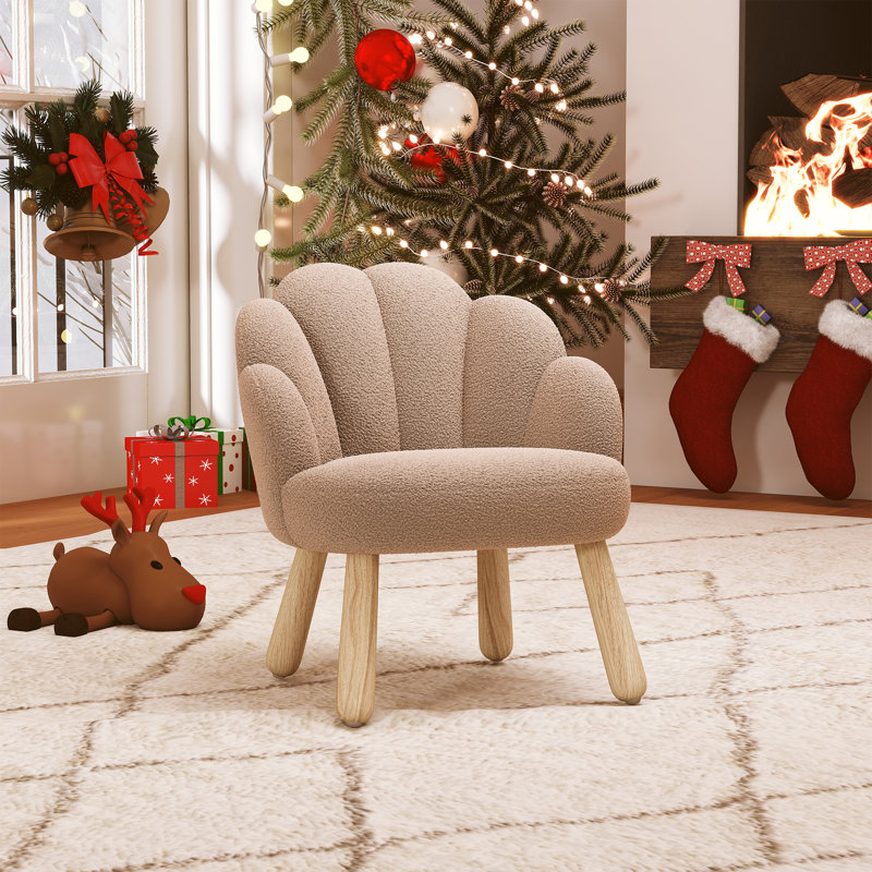Chaise pour enfant Flower avec pieds en bois massif, Kaki