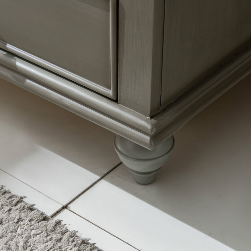 Ensemble de meuble-lavabo simple 30 po Angelissa, Gris argenté, Pierre naturelle blanc de Carrare