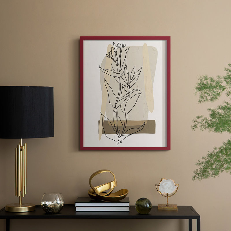«Modern Botanical II», reproduction encadrée - bois massif, H 30 po x l 24 po, Rouge
