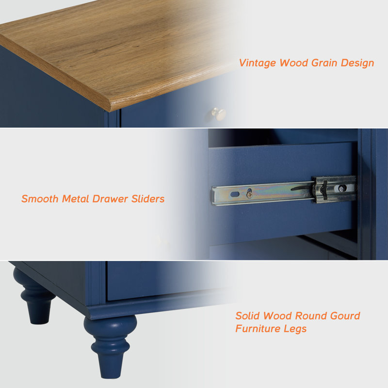 Scarlett TV Stand with 8 Doors and 4 Drawers, Wood Universal TV Stands with Storage Cabinets, Entertainment Center TV Console Table for Living Room, Bedroom, Navy Blue