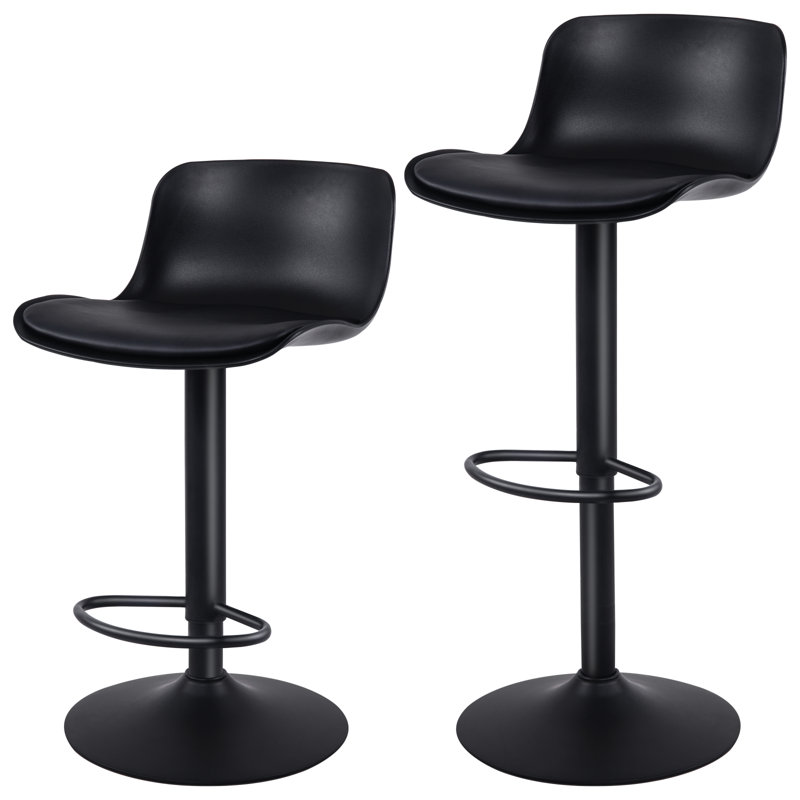 Height Adjustable Bar Stools, Modern Padded Counter Stools with Back, Easy Assembly Swivel Kitchen Island Stools with Footrest, Comfortable Bar Chairs