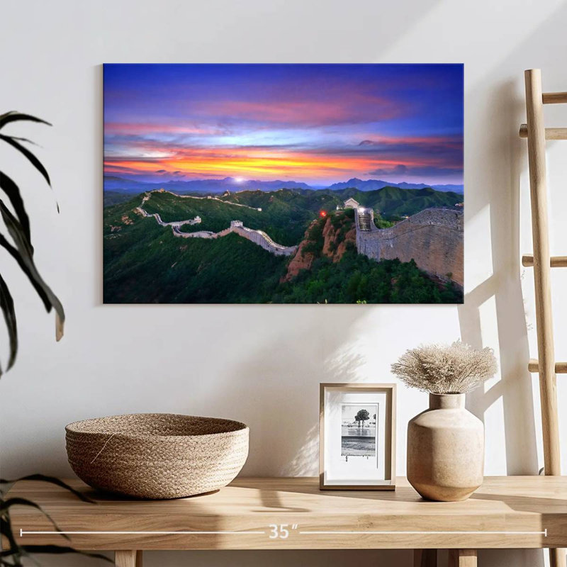 Coucher de soleil sur la grande muraille de Chine, H 16 po x l 24 po