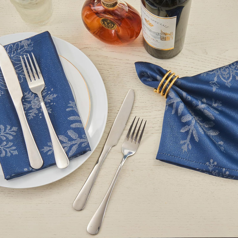 Ensemble de serviettes de table en polyester jacquard scintillant métallique 8 pièces