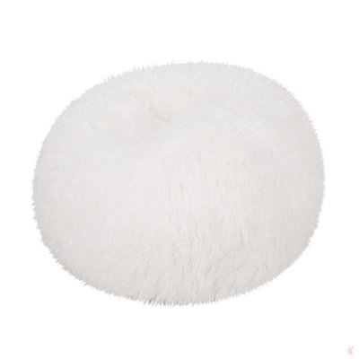 Mandana 3 Foot Rounded Faux Fur Bean Bag, White
