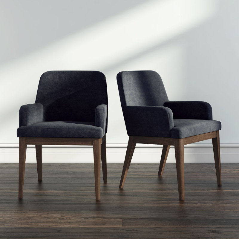 Fauteuil de salle à manger rembourré Ernesto, Noyer avec microsuède gris anthracite