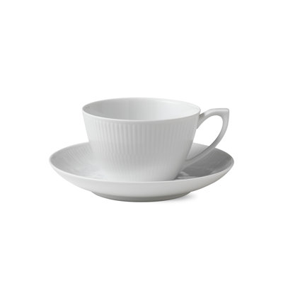Royal Copenhagen White Fluted Teacup & Saucer