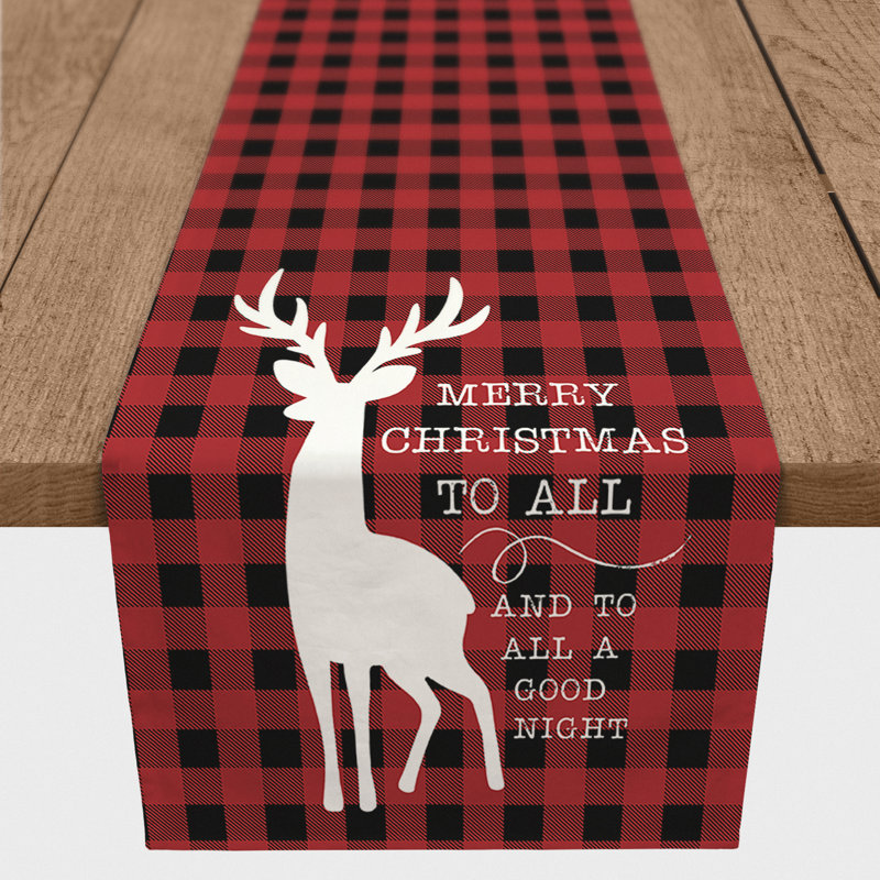 Folki Plaid Christmas Table Runner, 72" x 16"