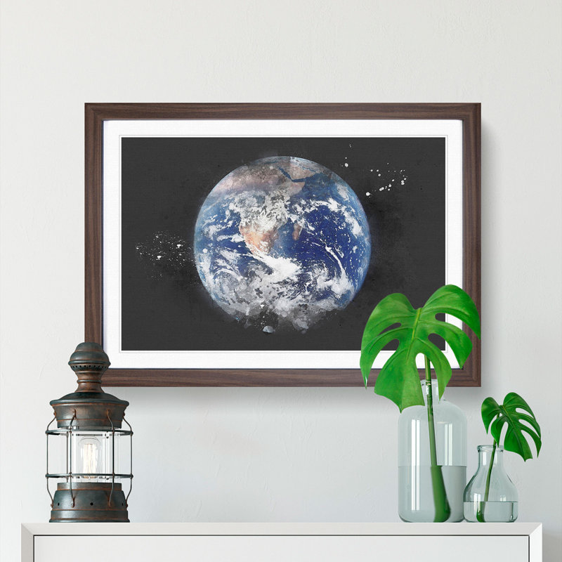 Amazing Image of Earth - Picture Frame Graphic Art Print, 62cm H x 87cm W x 2cm D, Walnut Framed
