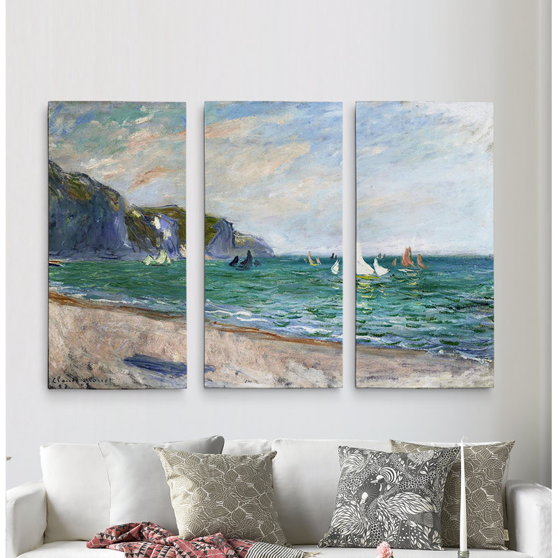 "voiliers près de la mer" par claude monet, reproduction d’image multi-pièces sur toile, H 40 po x l 60 po x P 1,5 po