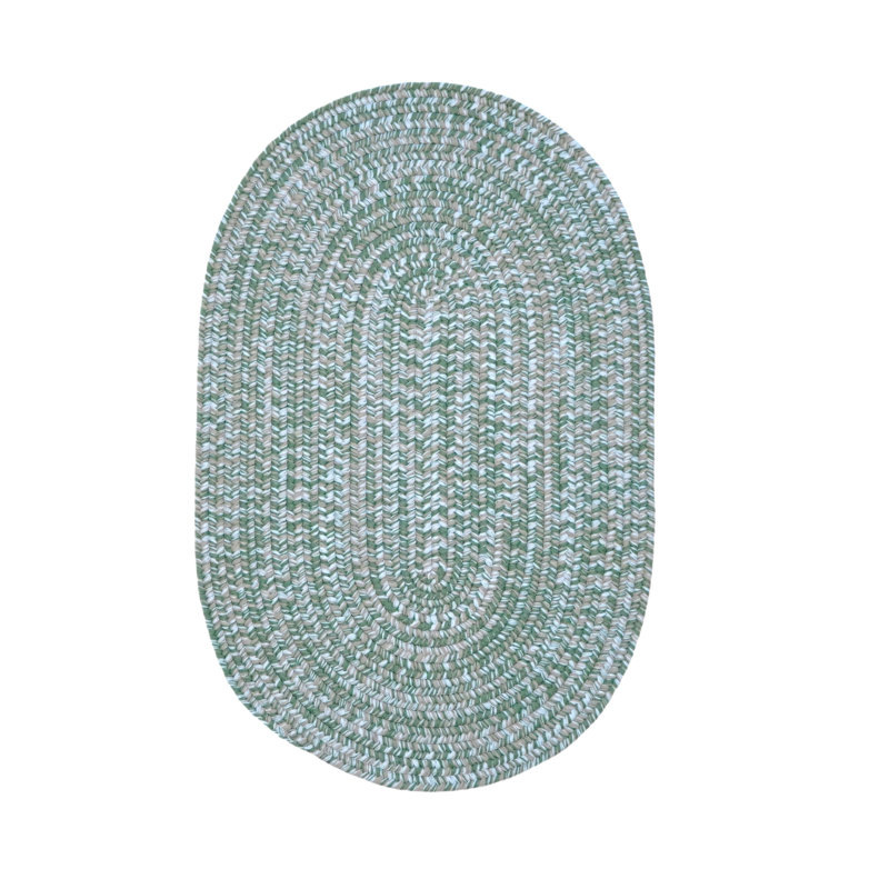 Tapis intérieur / extérieur en tweed vert Cayha, Ovale 3 pi 6 po x 5 pi 6 po