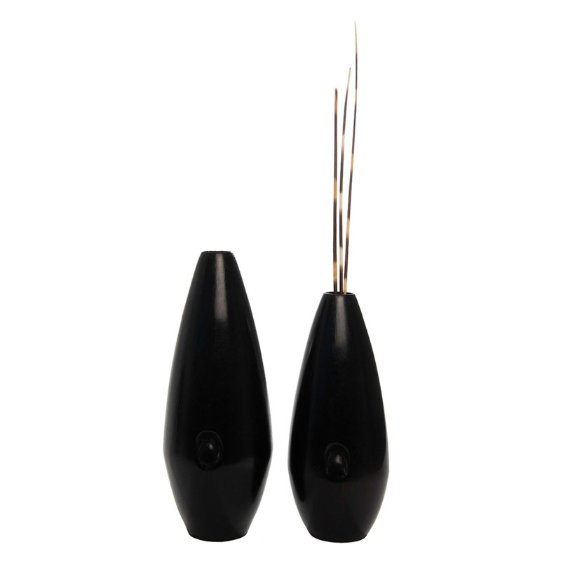 Ebony Wood Vase - Rarico Range, 6.3"
