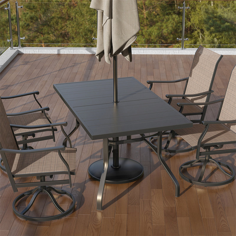 Table de salle à manger rectangulaire avec trou pour parasol 1,57 po