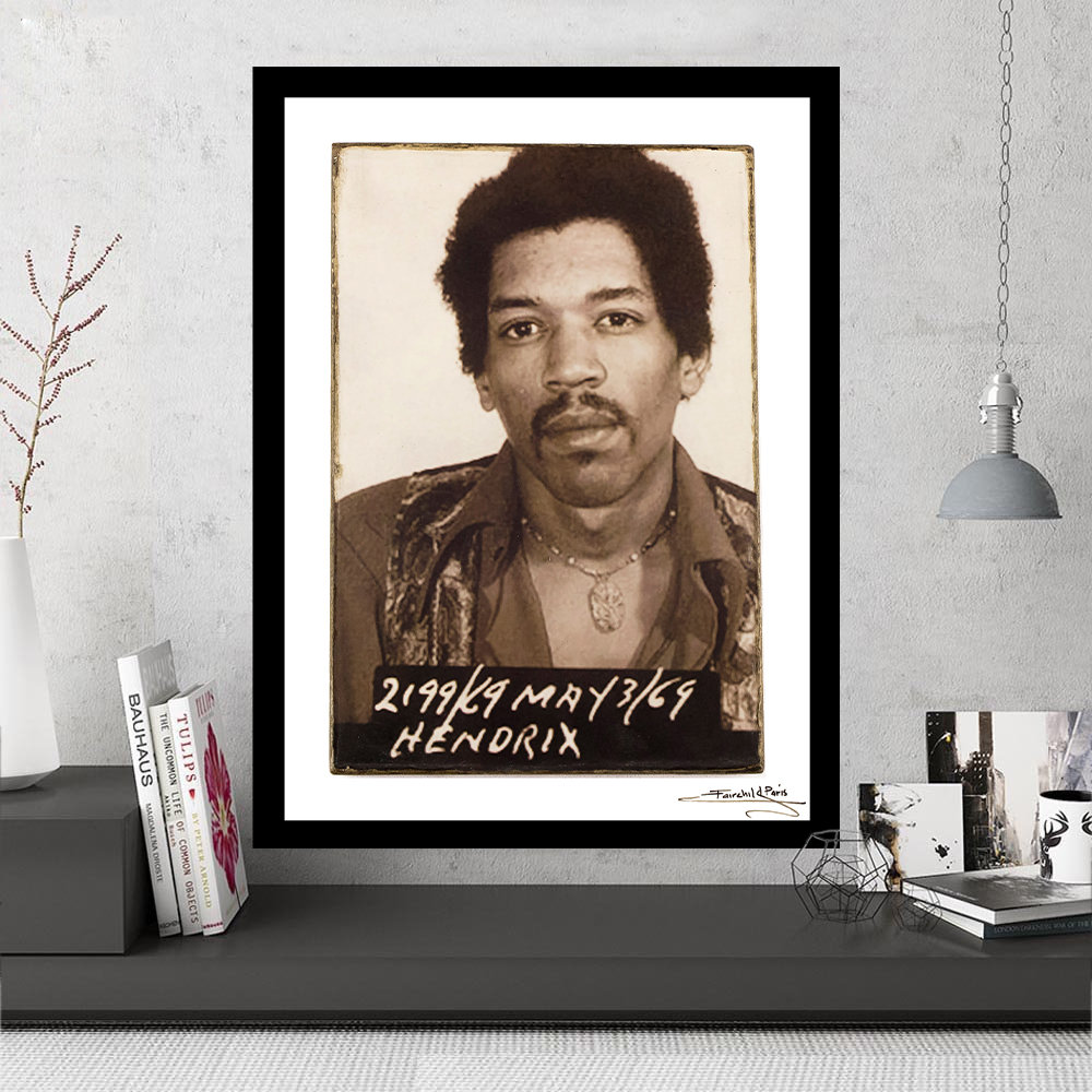 " Jimi Hendrix 1969 Mugshot " Painting Print LuxeWest