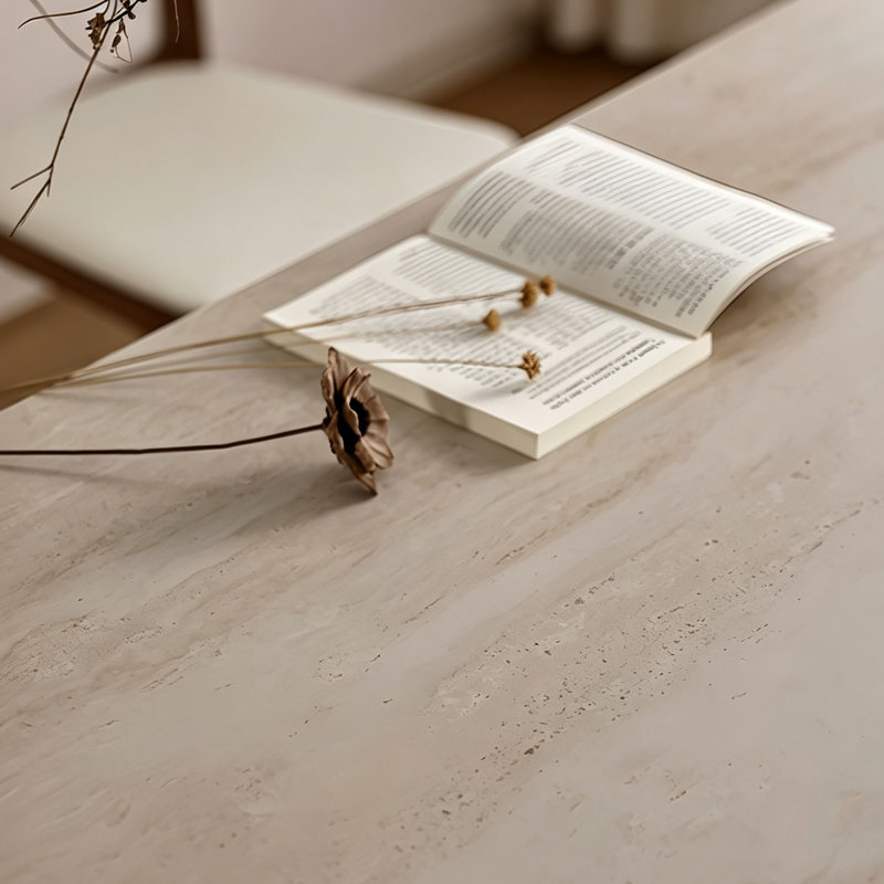 Table en pierre frittée rétro, 29.5" H x 78.7" W x 31.5" D