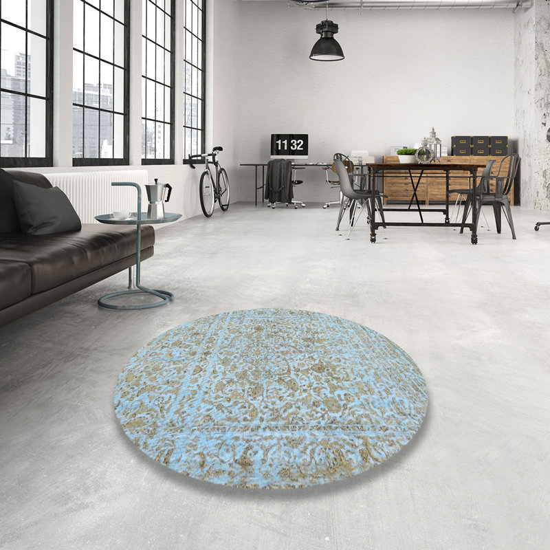 Tapis contemporain gris, Rond 3 pi