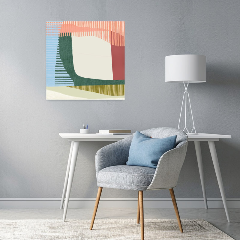 Vagues de rayures colorées II, art mural contemporain abstrait, H 24 po x l 24 po