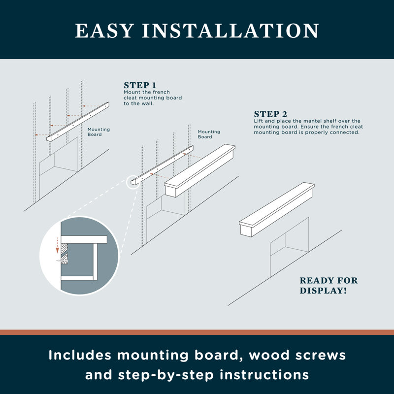 Floating Wood Fireplace Mantel Shelf with Hidden Storage Compartments, 72, Mocha