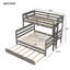 Lit superposé simple au-dessus de très grand lit double avec gigogne et échelle en bois massif - Multi-lit peu encombrant pour les enfants et les invités-861723221
