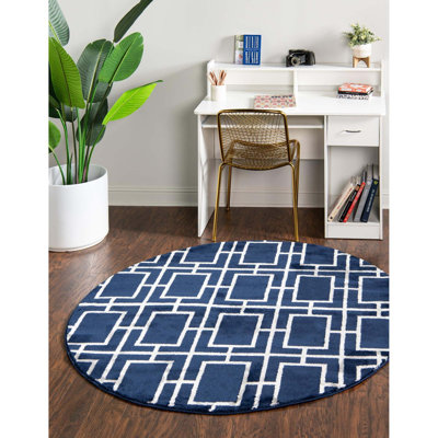 Glam Navy Blue Silver Area Rug