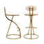 Tabourets de bar rembourrés pour 2 personnes, siège en velours, structure en métal doré, hauteur du siège de 27,95 po, assemblage facile pour les utilisateurs, velours blanc crème, base dorée, poids maximal de 220 lb, propreté