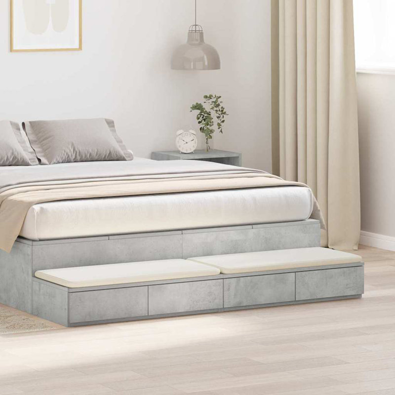 Bed Drawers 150 X 36.5 X 16.5 Cm Engineered Wood, Concrete Grey