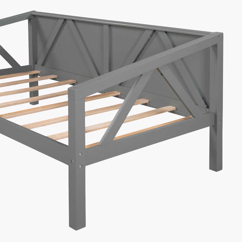 Lit de jour en bois, Gris, Lit simple