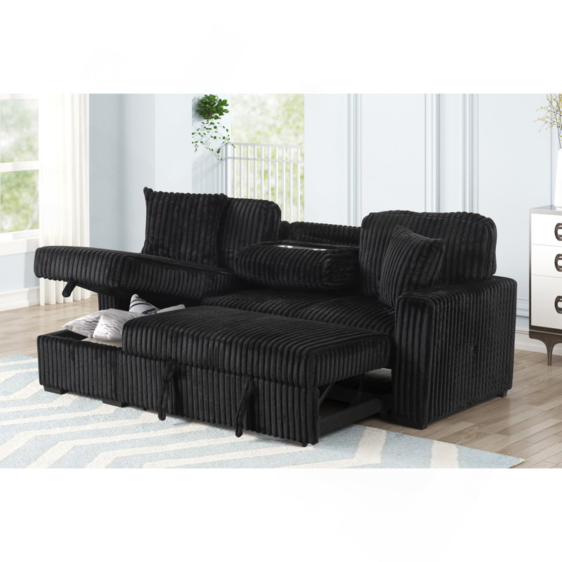 Canapé modulaire moelleux avec canapé-lit en tissu de velours - noir (inventaire CA Warehouse), Noir