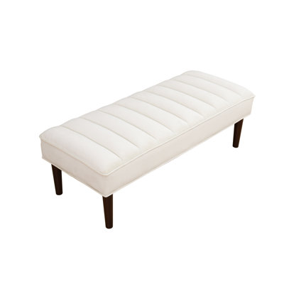 Off-White Sherpa Living Room Upholstered Bench