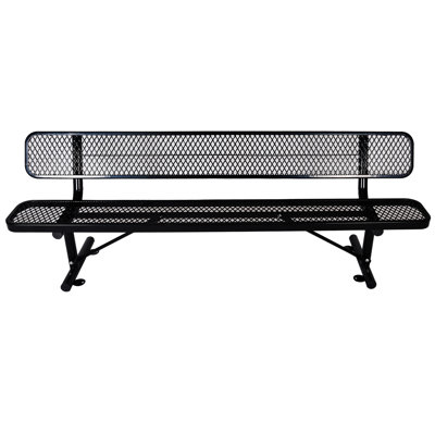 8 Ft. Heavy-Duty Steel Bench - Black For Deck To Elements Lawn