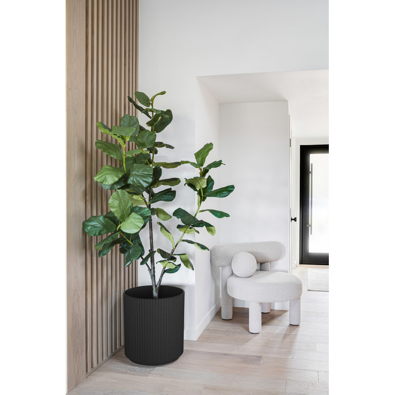 Demi Series Round Planter, Black, 1, 19.75" H x 18.5" W x 18.5" D