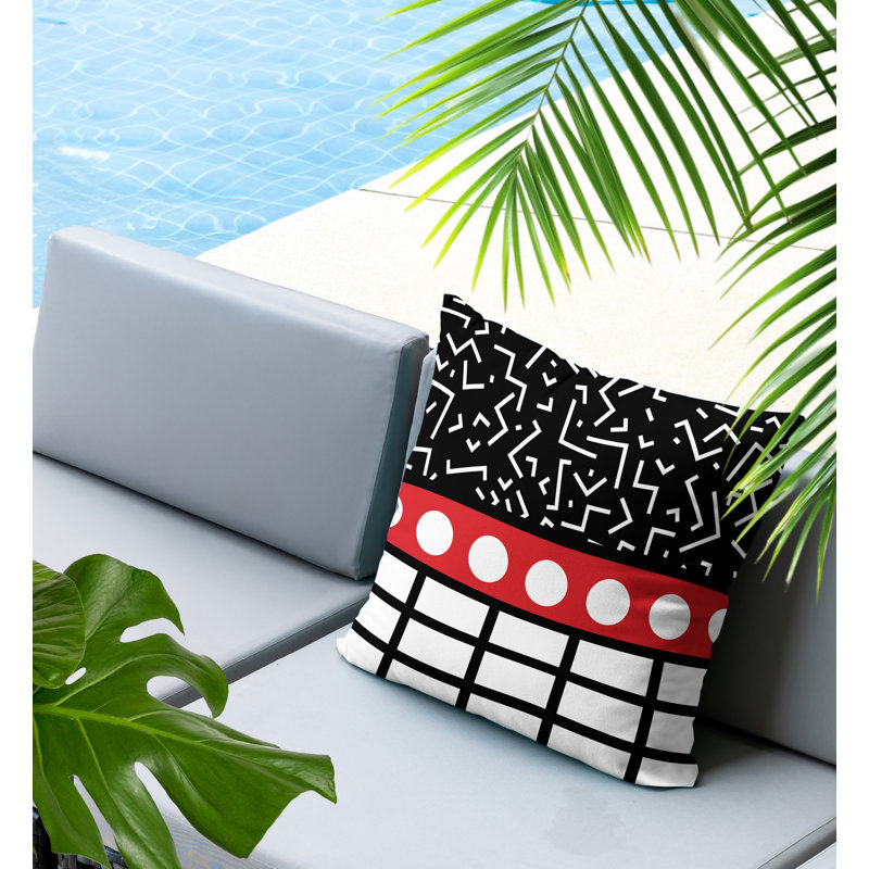 Oreiller carré réversible intérieur / extérieur Poptik, Carré 18 po, Rouge