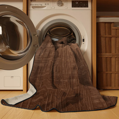 Machine Washable Abstract Brown Area Rug