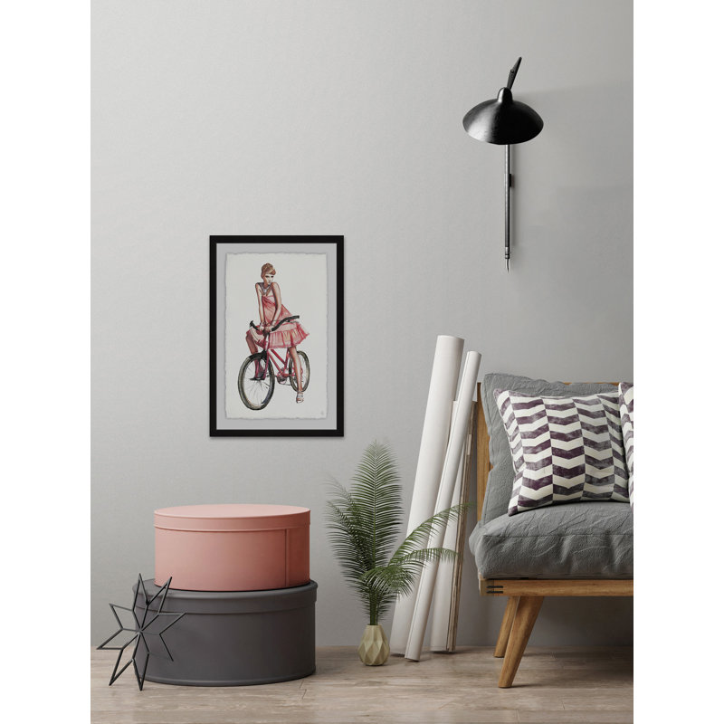 Bicycle Lady - Single Picture Frame Painting, 91 cm H x 61 cm W x 4 cm D