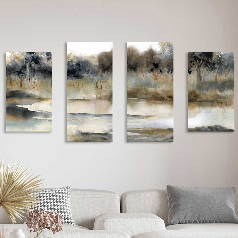 «Serene River» par Carol Robinson, reproduction sur toile flottante 3 pièces, H 30 po x l 56 po x P 1 po