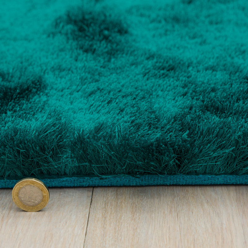 Makaila Silky Shaggy Dark Teal Area Rug, Rectangle 140 x 200cm