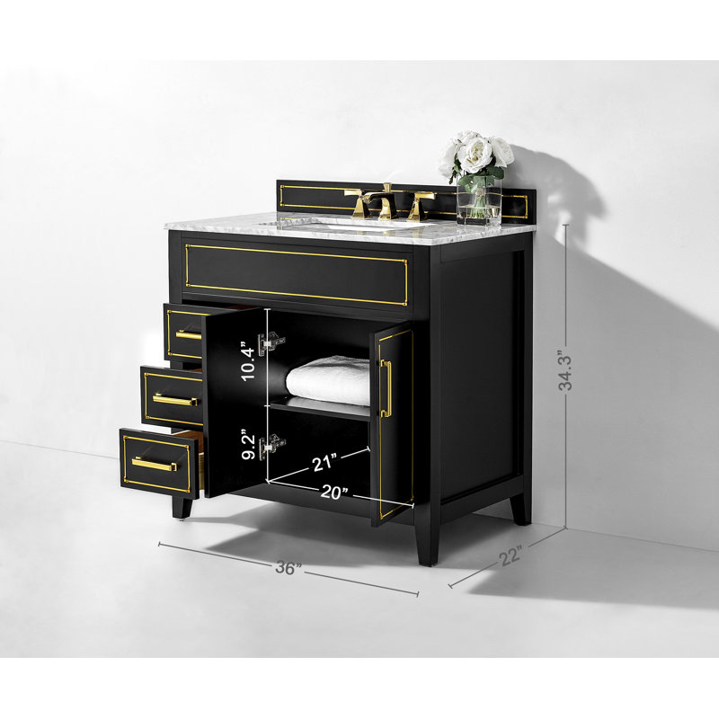 Aspen 36'' W Single Vanity, Gold, Black Onyx