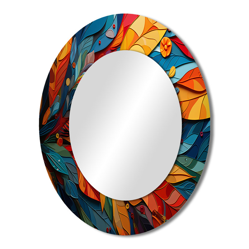 Sharonne Leaf Eye Symphony - grand miroir à feuilles, miroir décoratif mural, 43 po x 33 po, Ovale
