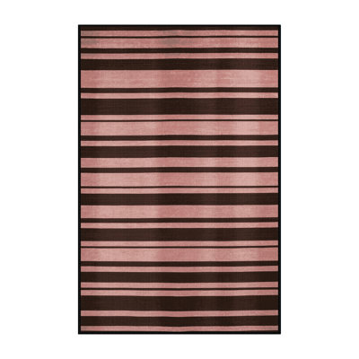 Machine Washable Horizontal Stripes Black Area Rug