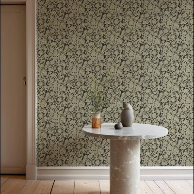 Wandervine - Papier peint botanique taupe ébène