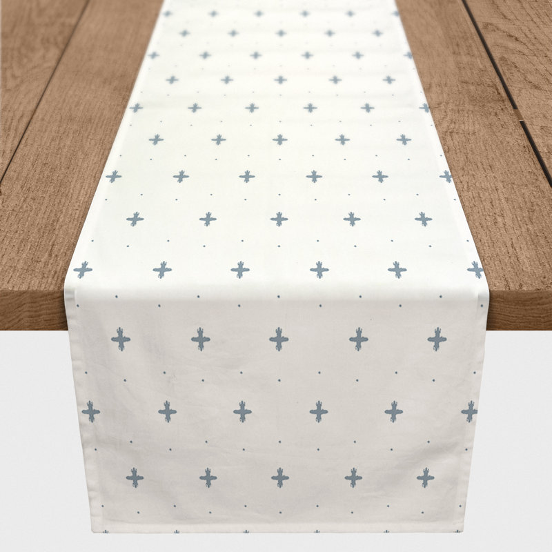 Rectangular Polka Dots Table Runner, 72" x 16", Blue/White