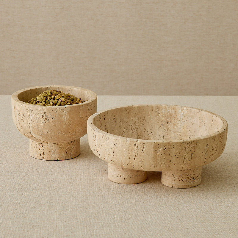 Priory Low Bowl-Travertine