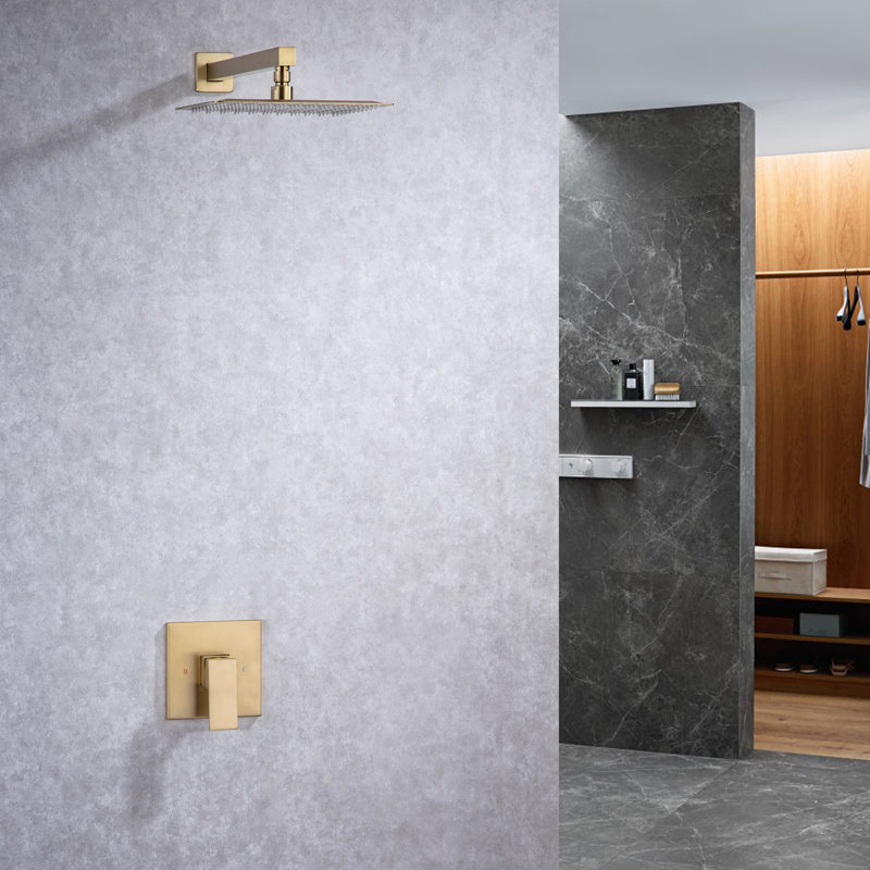 Pressure-Balanced (Temperature And Volume) All-In-One Kit with Rough in-Valve, Brushed Gold