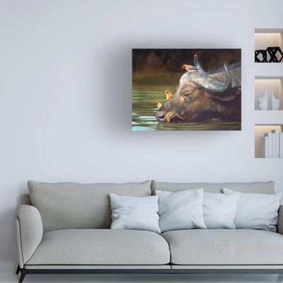 David Stribbling Buffalo And Oxpeckers Canvas Art